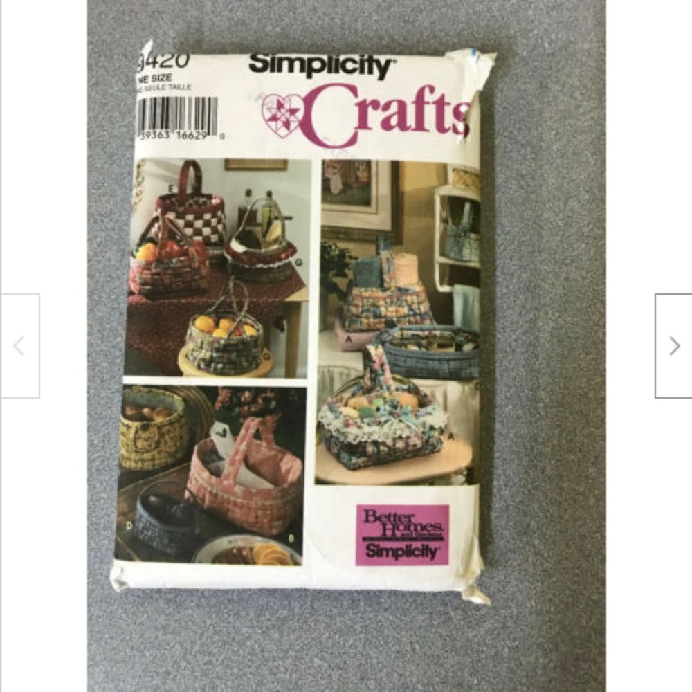 Simplicity Crafts #9420 Sewing Pattern for 11 Styles Woven Fabric Baskets 1995